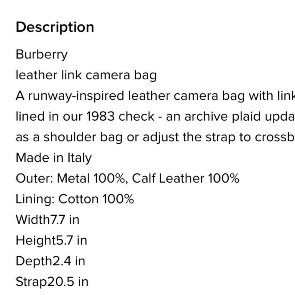 Authentic Burberry Chain Link Camera Crossbody - Picture 14 of 14